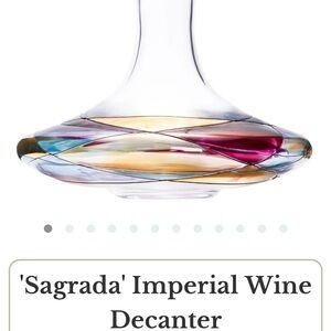 “Sagrada” Decanter and 2 stemless wine glasses